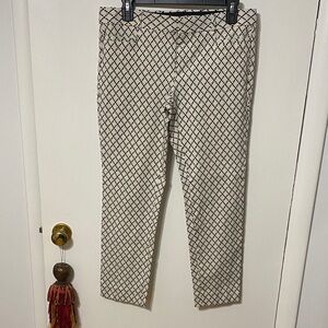 Banana Republic Cream and Black Patterned Skinny Pants